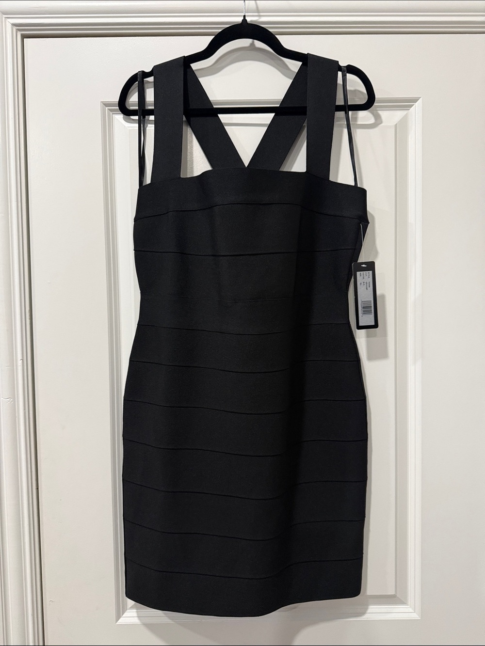bebe Black Bandage Mini Dress with Wide Straps Size XL NWT